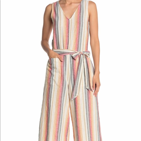 beachlunchlounge Pants - BeachLunchLounge striped linen jumpsuit NWT
